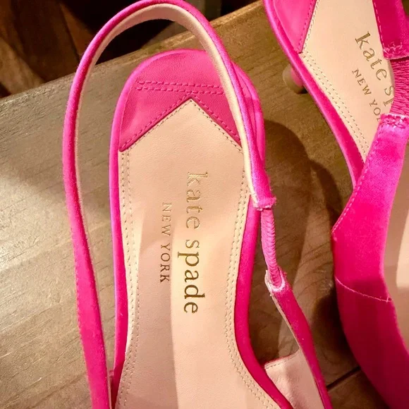 Kate Spade Hot Pink Slingback Heels with Crystal Embellishment - Picture 5 of 6